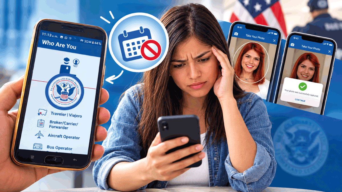 Smartphone mostrando pantalla de la aplicación CBP One